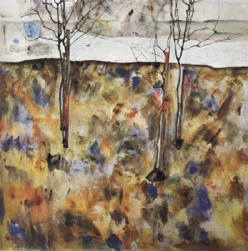 Egon Schiele Winter Trees oil painting image